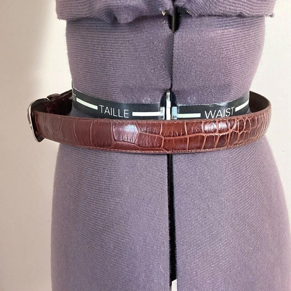 St Johns Bay Croc Embossed Leather Belt Size M